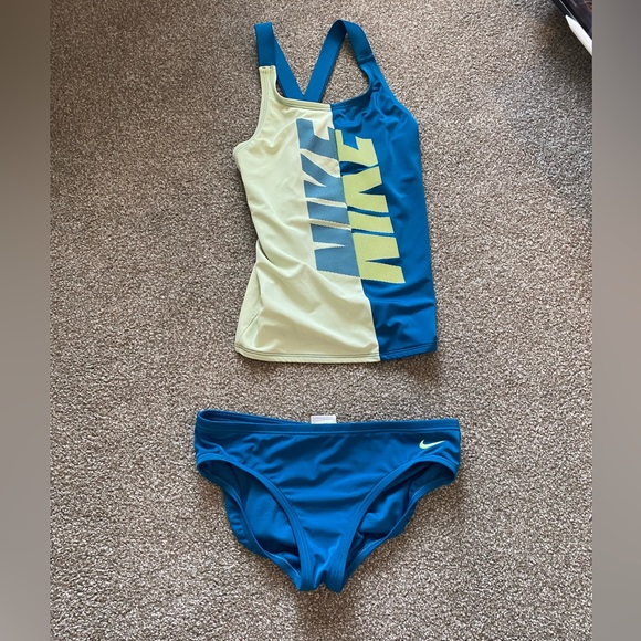 Nike Blue Two Piece Swim Suit US L - Picture 1 of 6